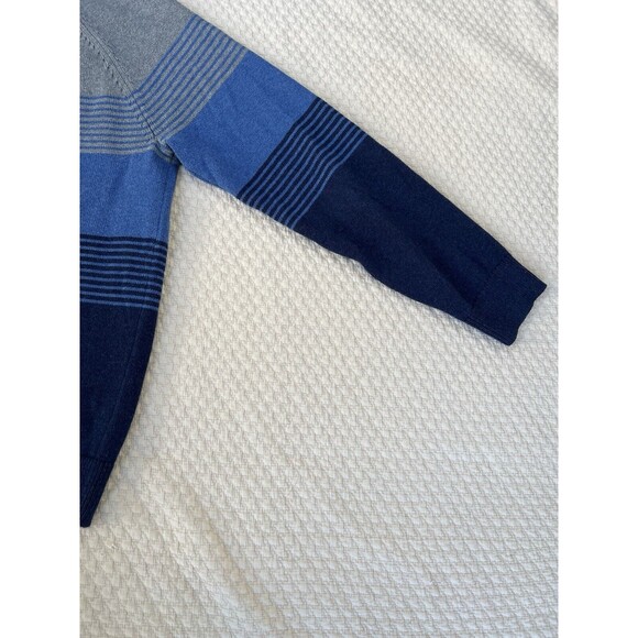 LL Bean Sweater‎ Men's Size Large Striped Blue Gray Cotton Cashmere Blend V-Neck - Picture 10 of 14